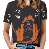 AILLOSA TH-445 Tamamı Baskılı Kısa Kollu Yuvarlak Yaka Kadın T-shirt