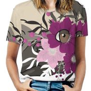 AILLOSA TH-446 Tamamı Baskılı Kısa Kollu Yuvarlak Yaka Kadın T-shirt