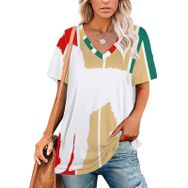 AILLOSA TH-449 Tamamı Baskılı Kısa Kollu V Yakalı Kadın T-shirt