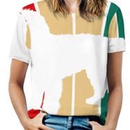 AILLOSA TH-449 Tamamı Baskılı Kısa Kollu Yuvarlak Yaka Kadın T-shirt
