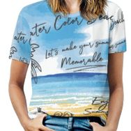 AILLOSA TH-451 Tamamı Baskılı Kısa Kollu Yuvarlak Yaka Kadın T-shirt
