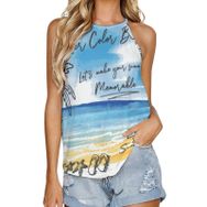 AILLOSA TH-451 Yuvarlak Yaka Kolsuz Kadın T-shirt