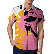 AILLOSA TH-452 3D Baskılı Desen Kısa Kollu Polo Yaka Erkek T-shirt