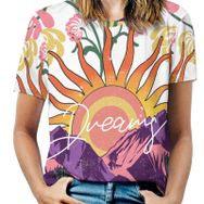 AILLOSA TH-460 Tamamı Baskılı Kısa Kollu Yuvarlak Yaka Kadın T-shirt