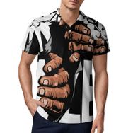 AILLOSA TH-461 3D Baskılı Desen Kısa Kollu Polo Yaka Erkek T-shirt