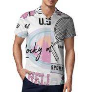 AILLOSA TH-462 3D Baskılı Desen Kısa Kollu Polo Yaka Erkek T-shirt