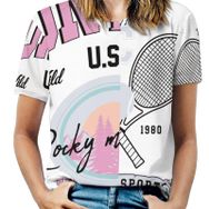 AILLOSA TH-462 Tamamı Baskılı Kısa Kollu Yuvarlak Yaka Kadın T-shirt