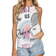 AILLOSA TH-462 Yuvarlak Yaka Kolsuz Kadın T-shirt