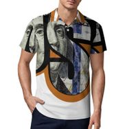 AILLOSA TH-463 3D Baskılı Desen Kısa Kollu Polo Yaka Erkek T-shirt