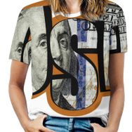AILLOSA TH-463 Tamamı Baskılı Kısa Kollu Yuvarlak Yaka Kadın T-shirt