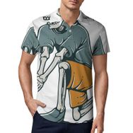 AILLOSA TH-464 3D Baskılı Desen Kısa Kollu Polo Yaka Erkek T-shirt
