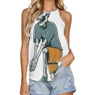 AILLOSA TH-464 Yuvarlak Yaka Kolsuz Kadın T-shirt