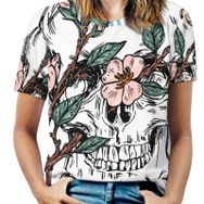 AILLOSA TH-465 Tamamı Baskılı Kısa Kollu Yuvarlak Yaka Kadın T-shirt