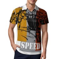 AILLOSA TH-466 3D Baskılı Desen Kısa Kollu Polo Yaka Erkek T-shirt
