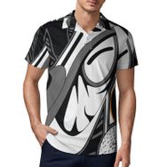 AILLOSA TH-467 3D Baskılı Desen Kısa Kollu Polo Yaka Erkek T-shirt