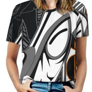AILLOSA TH-467 Tamamı Baskılı Kısa Kollu Yuvarlak Yaka Kadın T-shirt