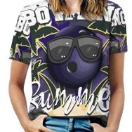 AILLOSA TH-469 Tamamı Baskılı Kısa Kollu Yuvarlak Yaka Kadın T-shirt