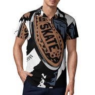AILLOSA TH-478 3D Baskılı Desen Kısa Kollu Polo Yaka Erkek T-shirt