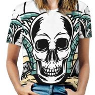 AILLOSA TH-480 Tamamı Baskılı Kısa Kollu Yuvarlak Yaka Kadın T-shirt