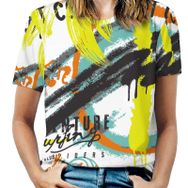 AILLOSA TH-483 Tamamı Baskılı Kısa Kollu Yuvarlak Yaka Kadın T-shirt