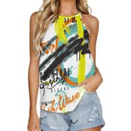 AILLOSA TH-483 Yuvarlak Yaka Kolsuz Kadın T-shirt