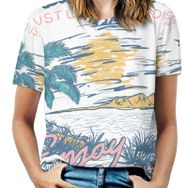 AILLOSA TH-485 Tamamı Baskılı Kısa Kollu Yuvarlak Yaka Kadın T-shirt