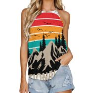 AILLOSA TH-486 Yuvarlak Yaka Kolsuz Kadın T-shirt