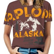 AILLOSA TH-489 Tamamı Baskılı Kısa Kollu Yuvarlak Yaka Kadın T-shirt