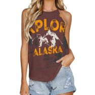 AILLOSA TH-489 Yuvarlak Yaka Kolsuz Kadın T-shirt