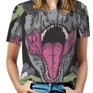 AILLOSA TH-491 Tamamı Baskılı Kısa Kollu Yuvarlak Yaka Kadın T-shirt