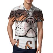 AILLOSA TH-492 3D Baskılı Desen Kısa Kollu Polo Yaka Erkek T-shirt