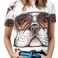 AILLOSA TH-492 Tamamı Baskılı Kısa Kollu Yuvarlak Yaka Kadın T-shirt
