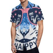 AILLOSA TH-493 Aloha Hawaii 3D Desen Kısa Kollu Erkek Gömlek