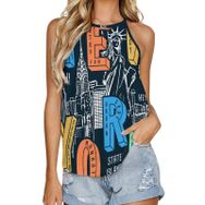 AILLOSA TH-495 Yuvarlak Yaka Kolsuz Kadın T-shirt