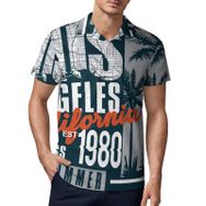 AILLOSA TH-498 3D Baskılı Desen Kısa Kollu Polo Yaka Erkek T-shirt