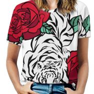 AILLOSA TH-499 Tamamı Baskılı Kısa Kollu Yuvarlak Yaka Kadın T-shirt