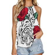 AILLOSA TH-499 Yuvarlak Yaka Kolsuz Kadın T-shirt