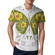 AILLOSA TH-51 3D Baskılı Desen Kısa Kollu Polo Yaka Erkek T-shirt