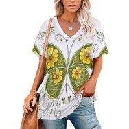 AILLOSA TH-51 Tamamı Baskılı Kısa Kollu V Yakalı Kadın T-shirt