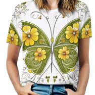 AILLOSA TH-51 Tamamı Baskılı Kısa Kollu Yuvarlak Yaka Kadın T-shirt