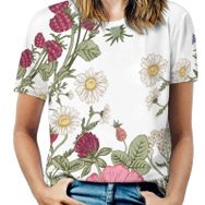 AILLOSA TH-57 Tamamı Baskılı Kısa Kollu Yuvarlak Yaka Kadın T-shirt