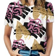 AILLOSA TH-702 Tamamı Baskılı Kısa Kollu Yuvarlak Yaka Kadın T-shirt