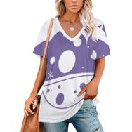 AILLOSA TH-71 Tamamı Baskılı Kısa Kollu V Yakalı Kadın T-shirt