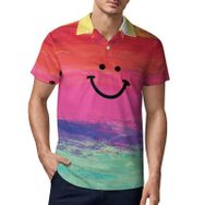 AILLOSA TH-74 3D Baskılı Desen Kısa Kollu Polo Yaka Erkek T-shirt