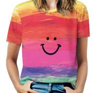 AILLOSA TH-74 Tamamı Baskılı Kısa Kollu Yuvarlak Yaka Kadın T-shirt