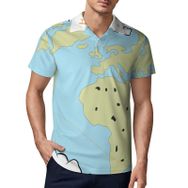 AILLOSA TH-76 3D Baskılı Desen Kısa Kollu Polo Yaka Erkek T-shirt