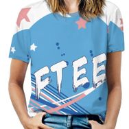 AILLOSA TH-77 Tamamı Baskılı Kısa Kollu Yuvarlak Yaka Kadın T-shirt