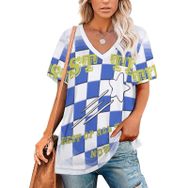 AILLOSA TH-78 Tamamı Baskılı Kısa Kollu V Yakalı Kadın T-shirt