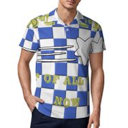 AILLOSA TH-79 3D Baskılı Desen Kısa Kollu Polo Yaka Erkek T-shirt