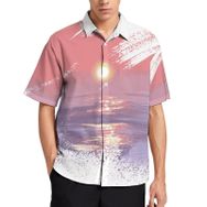 AILLOSA TH-85 Aloha Hawaii 3D Desen Kısa Kollu Erkek Gömlek